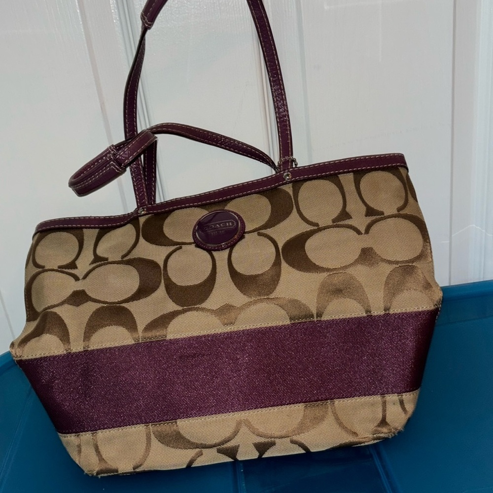Authentic purple and brown coach bag